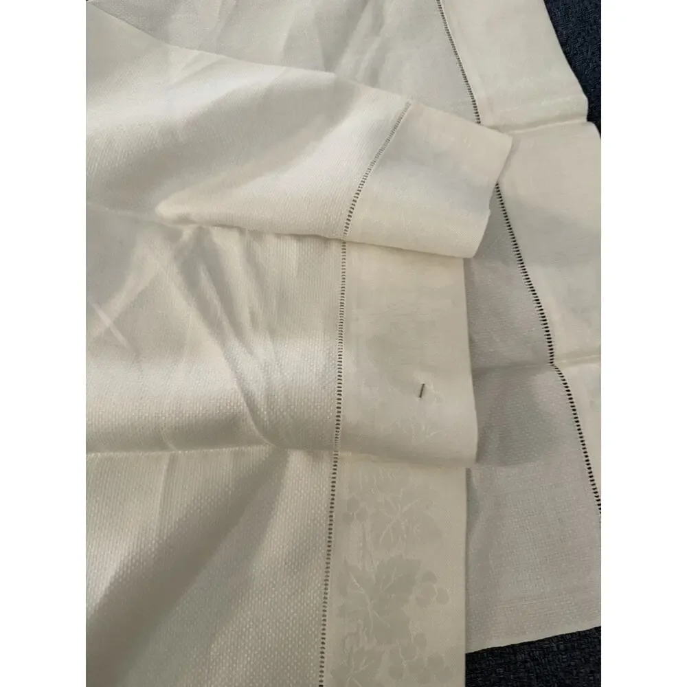 VTG Set Of 4 Pure Irish Linen Double Floral Trim Patterned Napkins 21x21 Ireland